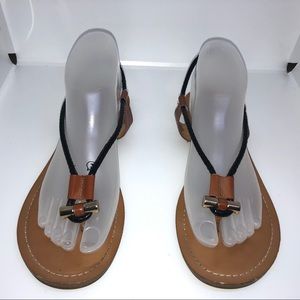 Nine West Toe Thong Flip‎ Flops Sandals 8.5M Black Brown
